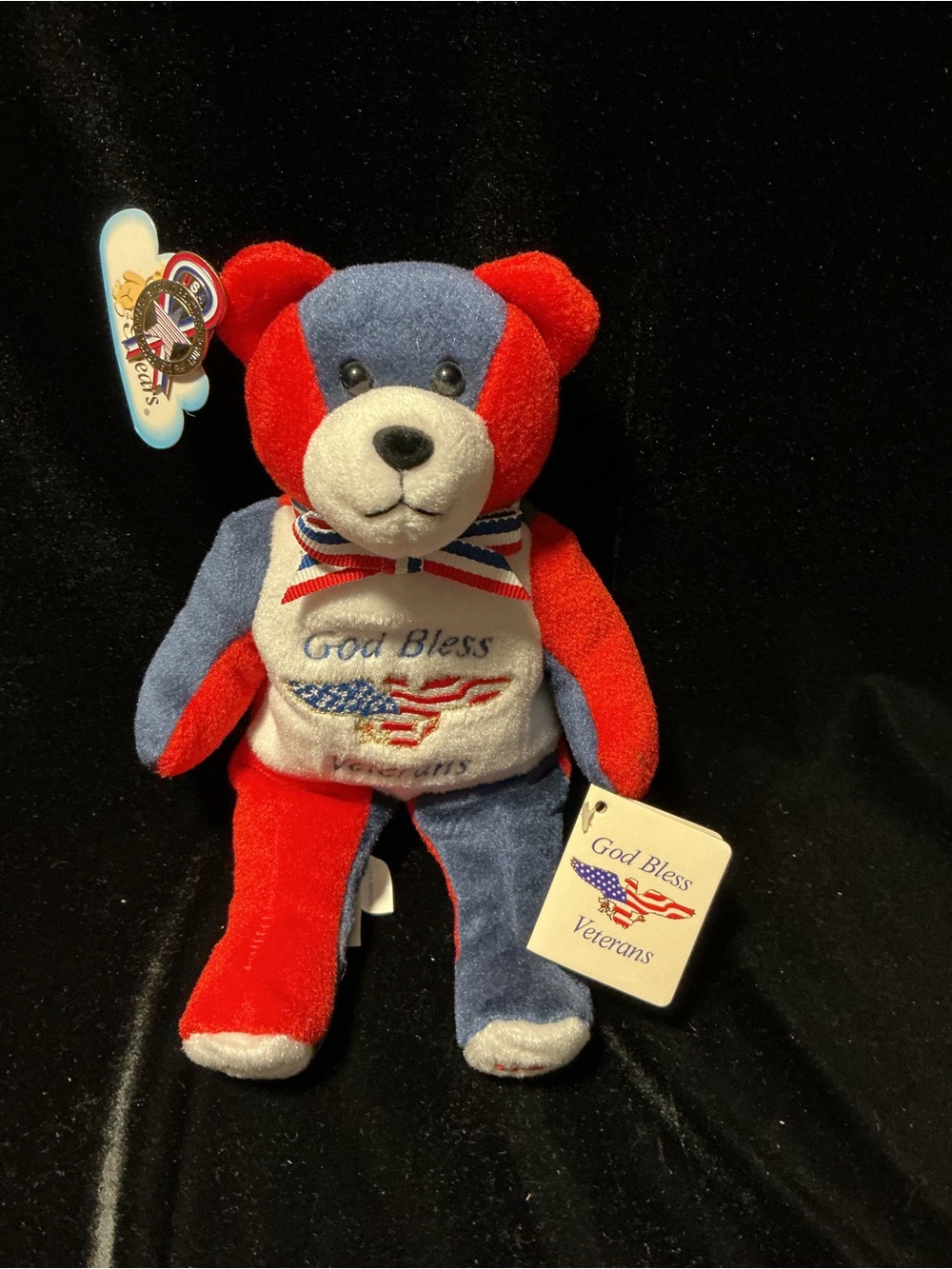 God Bless Veterans Red & Blue Patriotic Plush Bear by-Holy Bears